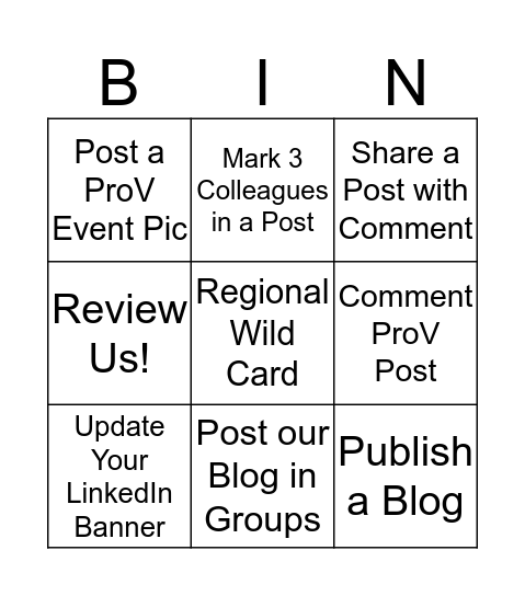 Social Media Bingo Card