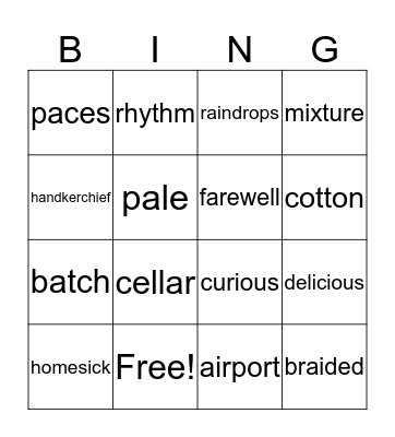 5.1 / 5.3 / 5.4 Bingo Card