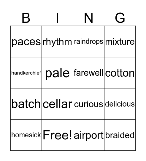 5.1 / 5.3 / 5.4 Bingo Card