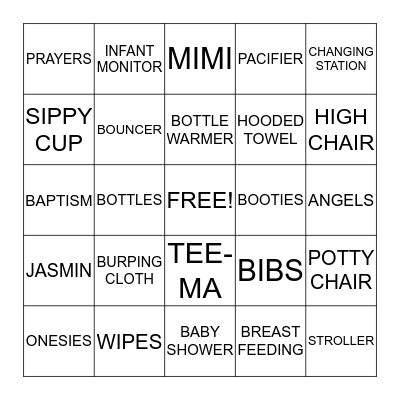 BABY BINGO Card