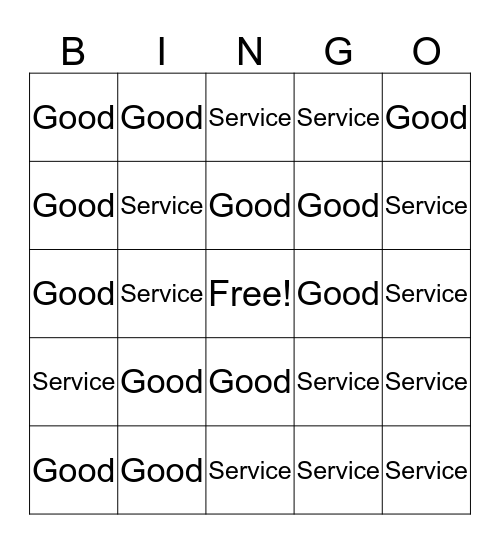 Good or Service? Bingo Card