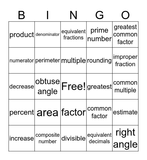 Vocab Final 2 Bingo Card