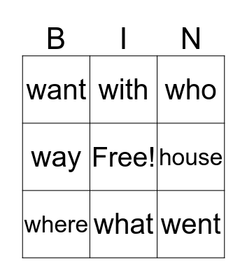 Ezra's Words Bingo Card