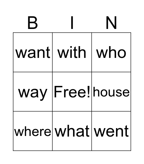 Ezra's Words Bingo Card