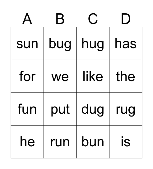 My Pug Has Fun Bingo Card