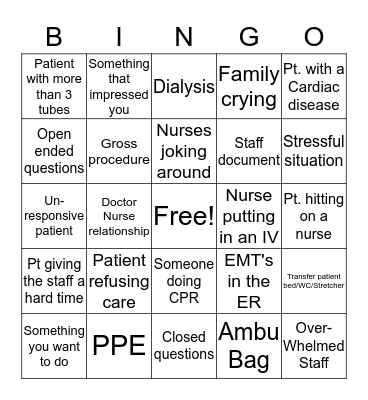 Boston Med Bingo Card