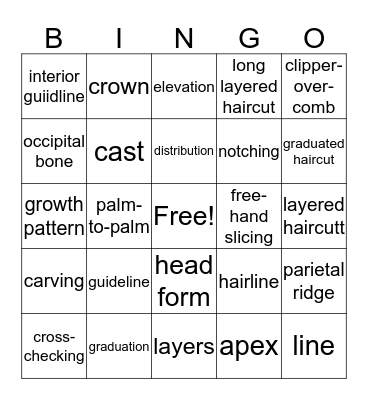 Haircutting Bingo Card