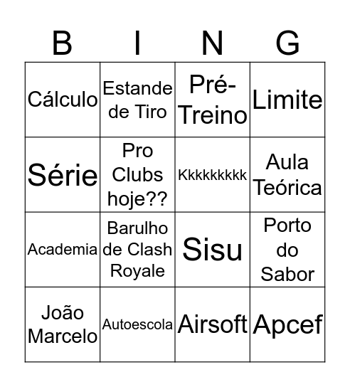 Bernardo Bessa Bingo Card