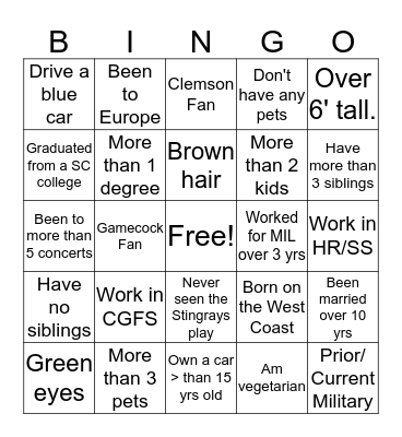 MIL Bingo Card