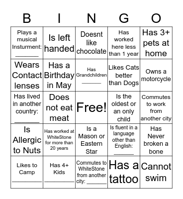 May Mixer Human Bingo Card