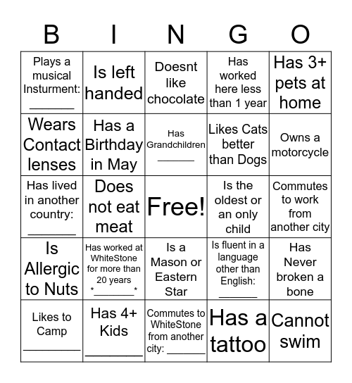 May Mixer Human Bingo Card