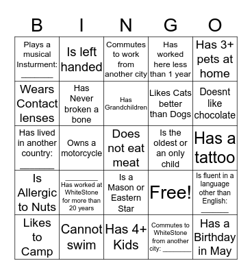 May Mixer Human Bingo Card