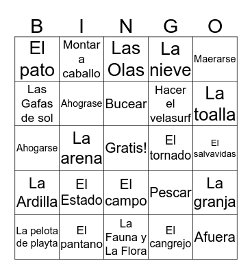 Spanish unit 2 review Bingo Card