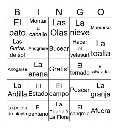 Spanish unit 2 review Bingo Card