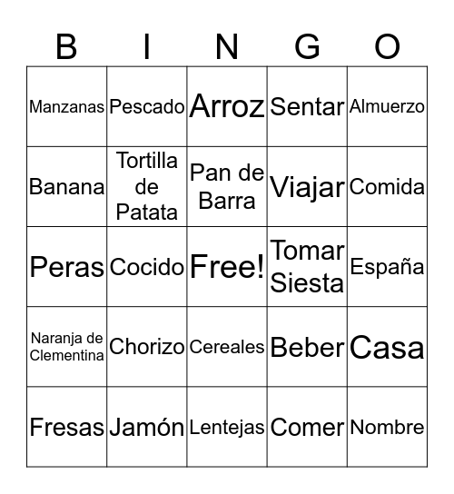 Unit Vocabulary Review Bingo Card