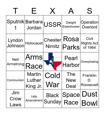WWII, Great Depression & Civil Rights Bingo Card