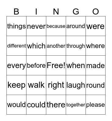High Frequency Word Bingo! Bingo Card