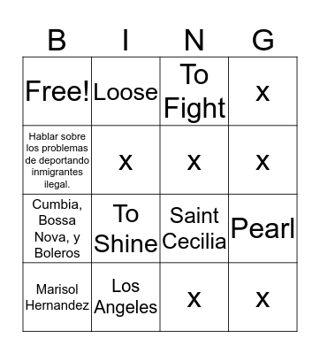 Ice El Hielo Bingo Card