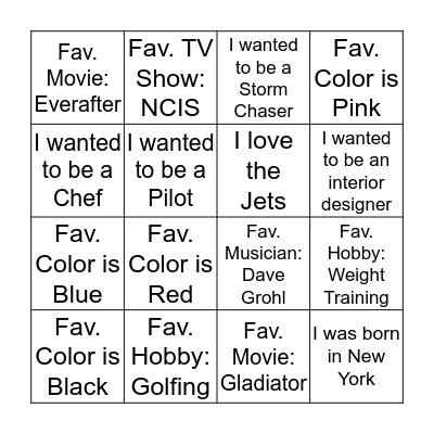 TGM~O Bingo Card