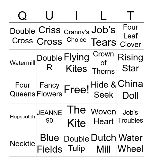 QUILT-O!  Bingo Card