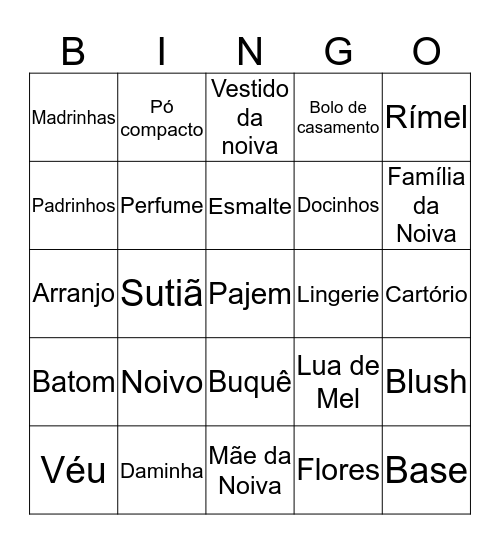 Bingo Nupcial Bingo Card