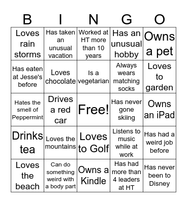Find someone who... Bingo Card