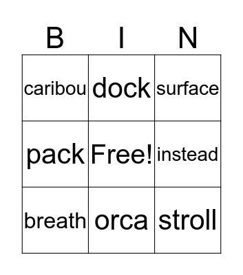 Vocabulary BINGO Card