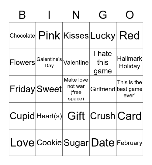 I Heart Hearts Bingo! Bingo Card