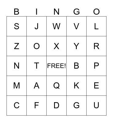 Alphabet Bingo Card
