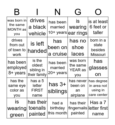 FIND SOMEONE WHO.... Bingo Card