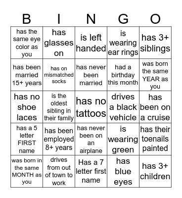 FIND SOMEONE WHO.... Bingo Card