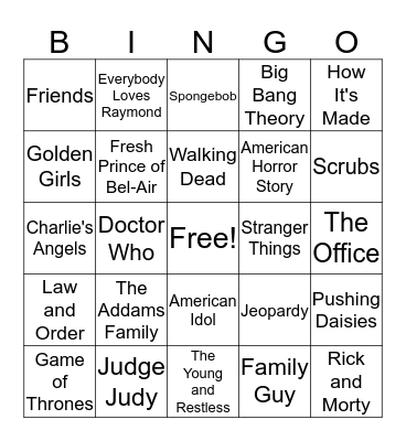 TV Show Trivia Bingo Card