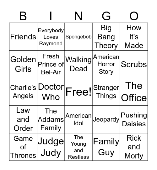 TV Show Trivia Bingo Card