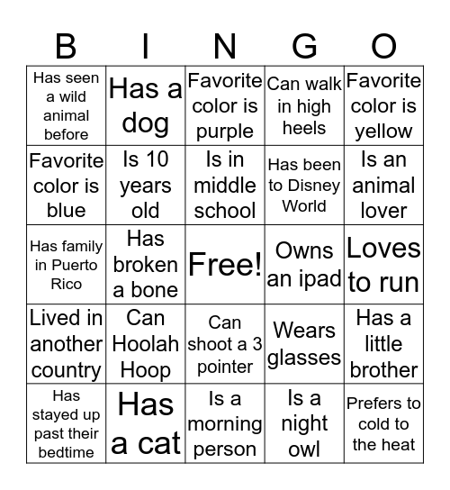 OST Bingo Card