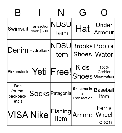 MONDAY BINGO Card