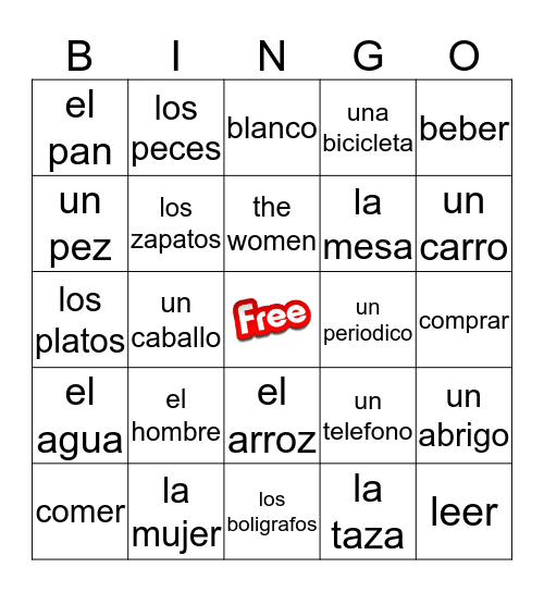 spanish EOC unit 1 Bingo Card