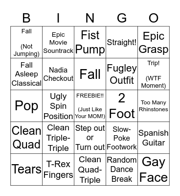 Olympic Skater Bingo (MENS) Bingo Card