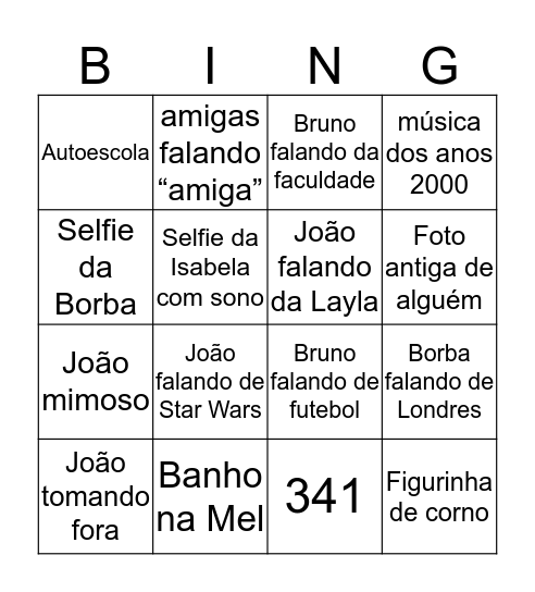 bingo dos futres Bingo Card