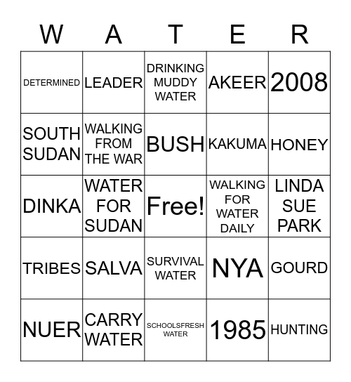 A LONG WALK TO WATER BINGO Card