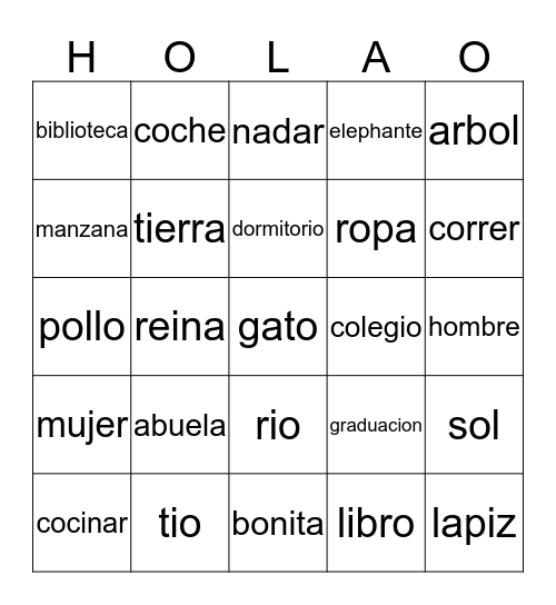 Spanish NHS Senior Sendoff  Bingo Card