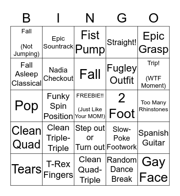 Olympic Skater Bingo (MENS) Bingo Card