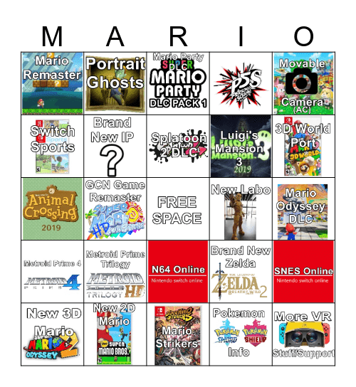 Nintendo E3 Bingo Card