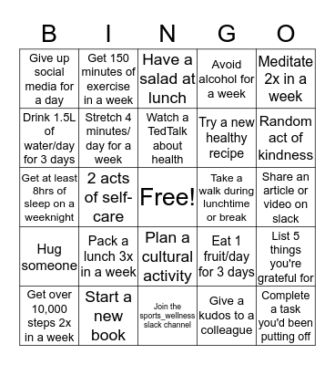 Dialogue Wellness Bingo Card