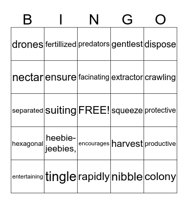 HSPE Study Group: Emme Loves Bees Bingo Card