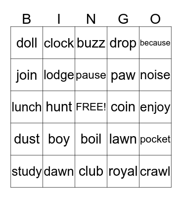 Grade 3- List 5 Bingo Card