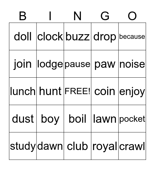 Grade 3- List 5 Bingo Card