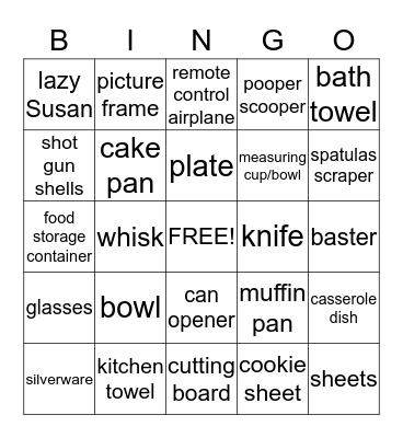 Kate's Wedding Shower Bingo Card