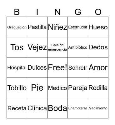 Sp2 Repaso de vocabulario 2 Bingo Card