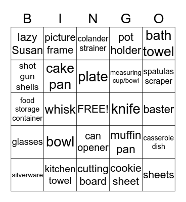 Kate's Wedding Shower Bingo Card