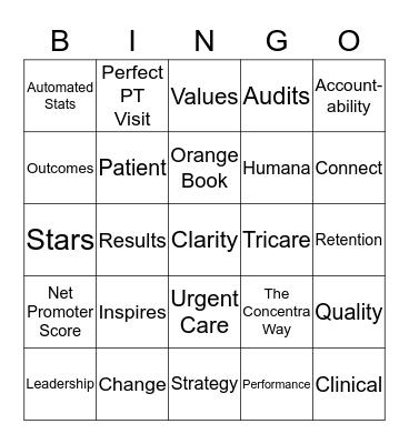 The Concentra Way Bingo Card